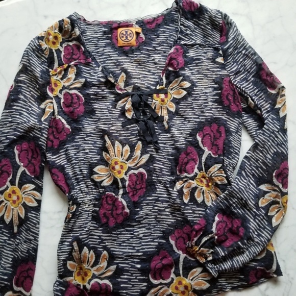 Tory Burch Floral Printed Silk Top - 0 - Picture 2 of 7